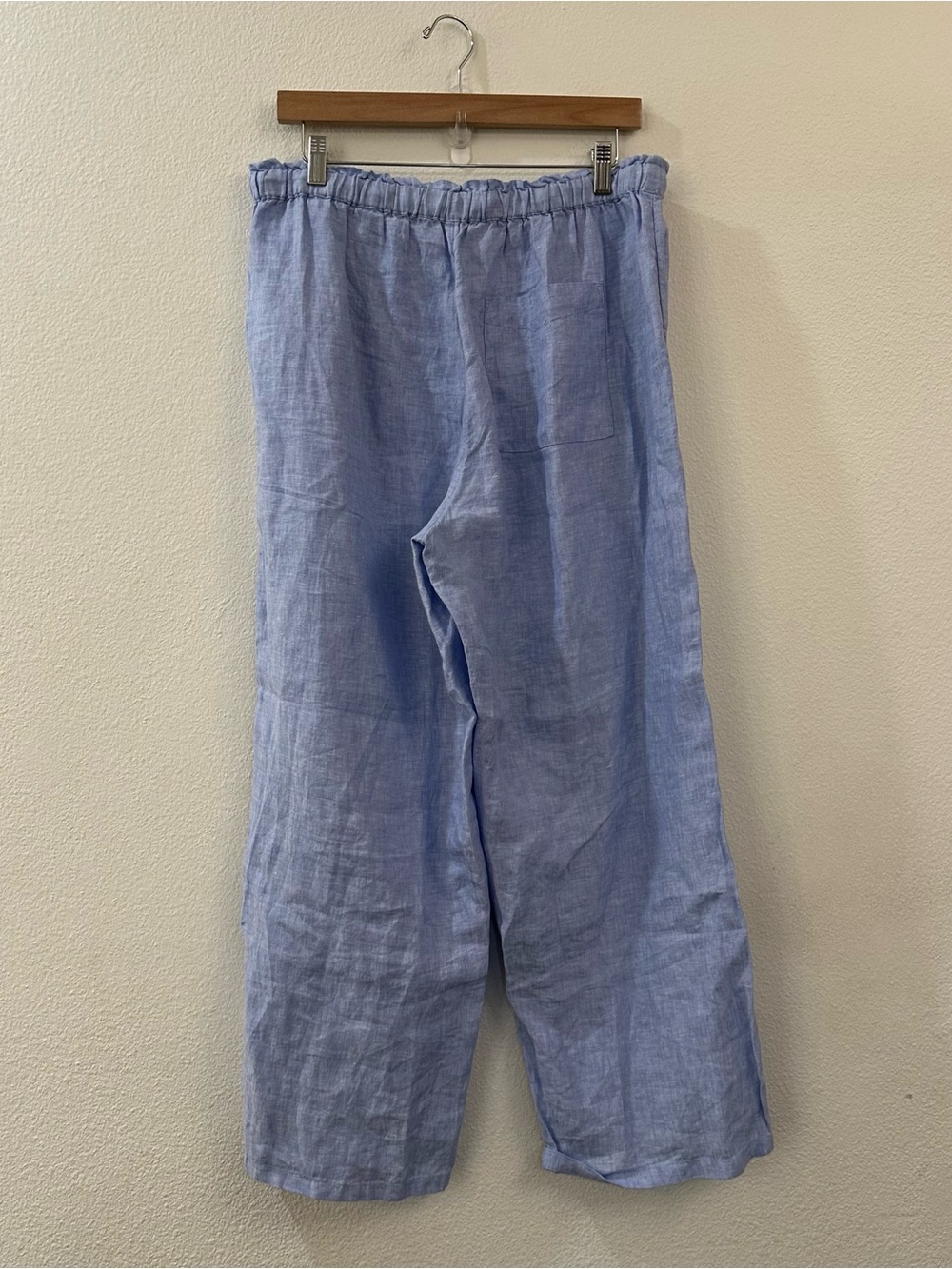 J. Crew Women's Elastic Waist Drawstring 100% Linen Pants Size LP Blue - Picture 5 of 9